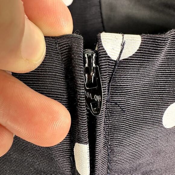 VINTAGE 70's ILGWU Union Made Acetate Polka Dot Fit & Flare Party Dress 11 - Picture 14 of 16